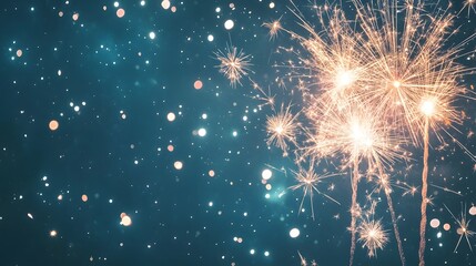 Shimmering moments of fireworks in the night sky