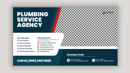 Plumbing Handyman Services Horizontal Banner Design Template for Pipe Repair, Faucet Installation, and Bathroom Maintenance