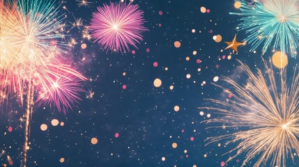 Shimmering moments of fireworks in the night sky