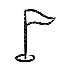 Simple Chalk Drawing Of A Waving Flag On A Transparent Background With A Base Circle Symbolizing A Goal Or Marker