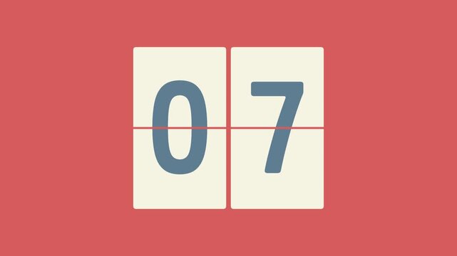 Flip Clock Countdown Animation on Terracotta Background