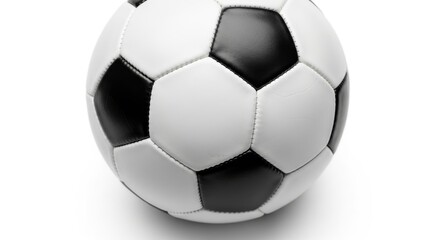 Fototapeta premium Close-up Shot of a Classic Black and White Soccer Ball Isolated on White Background