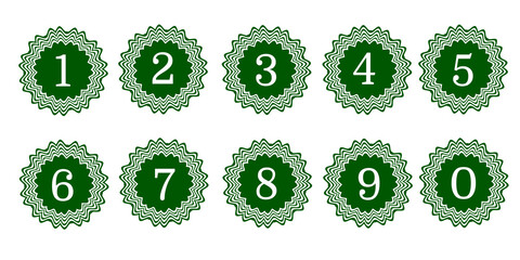 Easy to Use Green Numbers 0–9 in Decorative Circular Frames for Graphic Design