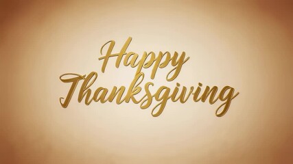 Gold script reads "Happy Thanksgiving" on a tan gradient background with falling leaves - Powered by Adobe