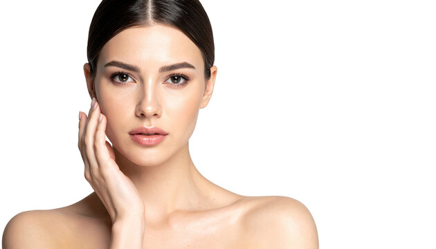 Elegant Portrait of a Young Woman with Smooth Skin and Thoughtful Expression