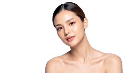 Beautiful Young Woman with Natural Makeup and Soft Glow on Skin