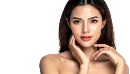 Elegant woman posing with natural beauty and soft expressive features