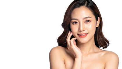 Young Woman Smiling with Natural Makeup and Soft Skin Tone