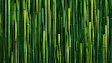 Fototapeta premium Lush green bamboo forest with vertical stalks. AI generated