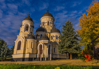 Fototapeta premium Beautiful Orthodox Monastery of Capriana, Moldova Religious Architecture and Nature. Travel Destination and Cultural Heritage Site