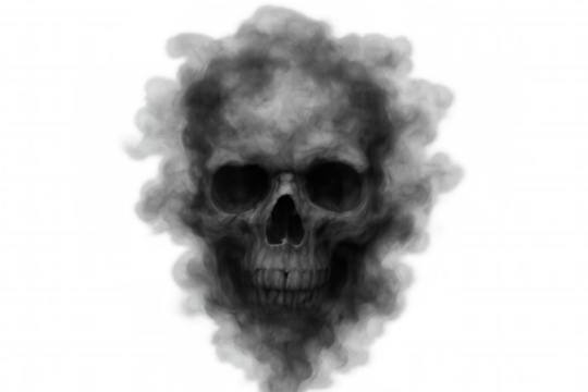 Skull forming from dark smoke, embodying death, a horror ghost concept, ethereal spooky specter - Powered by Adobe