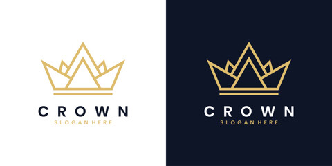 Minimal crown logo design in gold color, elegant royal luxury