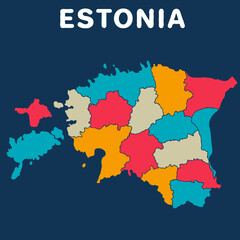 colorful map of ESTONIA on dark background with detailed outline vector illustration	