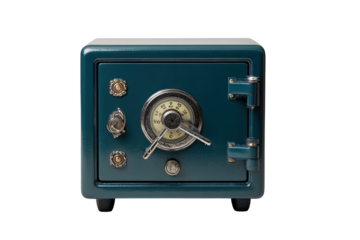 Teal safe with vintage dial lock