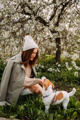 A woman and her dog on a walk 7264.