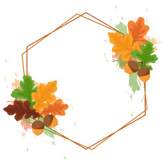 Bright Autumn Oak Tree Leaves Frame