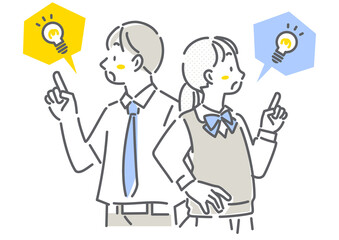 Inspired high school student: simple and stylish line drawing illustration