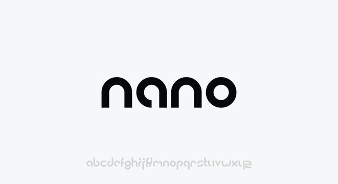 nano, Abstract technology science alphabet lowercase font. digital space typography vector illustration design

