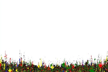 Splattered colors create an abstract burst at bottom