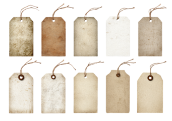 Vintage paper tags, various colors