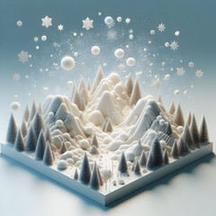 Macro view of tropical marine life featuring a beautiful white sea shell on a blue background near a coral reef fish in the ocean