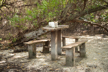 El Cuyo, Mexico; November 1, 2025: Local fresh fish restaurant in El Cuyo, a fishing village in the Yucatan region of Mexico.