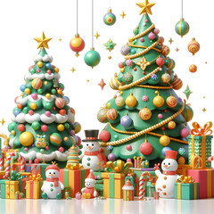 A beautiful decorated Christmas tree with gifts and ornaments welcomes the holiday season