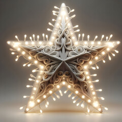 A bright golden Christmas star ornament against a dark background, a festive holiday decoration and symbol of light