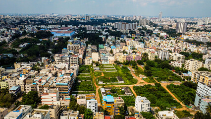 Obraz premium Aerial shot of Bengaluru urban area