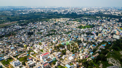 Ariel Shot of beautiful Bangalore City in India	
