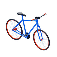 Fototapeta premium Bright Blue Bicycle with Orange Rims and Black Seat Detailed Studio Shot Isolated on Transparent Background
