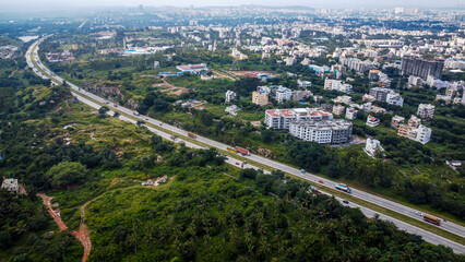 Fototapeta premium Aerial shot of Bengaluru urban area