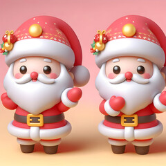 Santa Claus and snowman celebrating Christmas in a cute winter scene