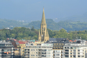 View of Cathedral Buen Pastor on sunny summer day. San Sebastian (Donostia), Basque Country, Spain.