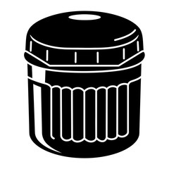 silhouette photo of a car oil filter on a white background