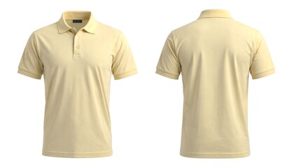 Beige polo shirt displayed front and back view on white background