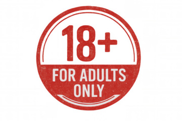 Stamp indicating age restriction for adult content, suitable for viewers aged 18 and up. Background is transparent