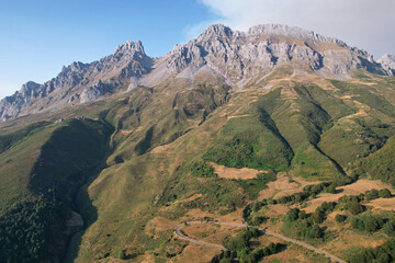 Picos de Europa on sunny summer evening. Leon, Spain.