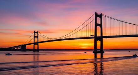 Obraz premium Chesapeake Bay Bridge at Sunset - A Scenic Maryland Landmark.