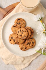 Chocolate Chips Cookies in ceramic plate