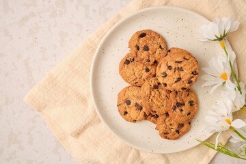 Chocolate Chips Cookies in ceramic plate