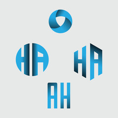 Blue 3D business logo design with cube icon and text concept