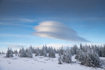 beautiful snow covered mountain landscape in winter
