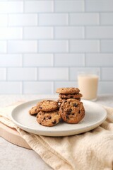 Chocolate Chips Cookies in ceramic plate