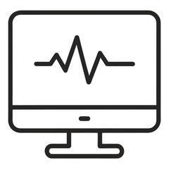 Computer Monitor ECG Line Icon – Digital Health Technology Vector