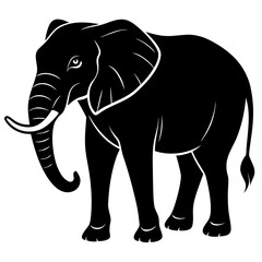 Majestic african elephant depicted as a bold black silhouette perfect for wildlife safari and zoo themed designs