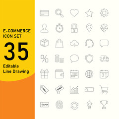 E-commerce Icon Set Editable Line Drawings Vector Illustration Symbol Graphic Art