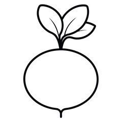 Organic Peach Fruit Vector with Leaves – Minimal Line Art Illustration