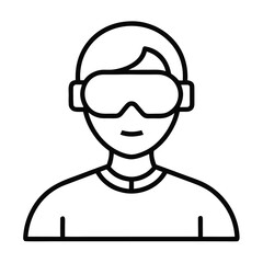 Virtual Reality Headset User Line Vector Illustration