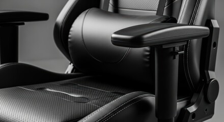 Ergonomic black gaming chair with adjustable armrests and lumbar support